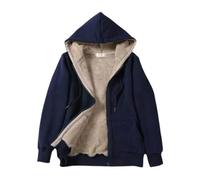 MJGkhiy Veste polaire pour femme confortable sweat en peluche chaud manteau zippé doux sweats à capuche décontracté avec poche sweatshirt grande taille sweat lourd veste doublée en polaire, bleu, XXL