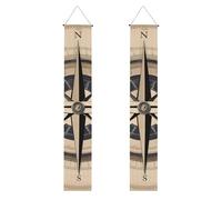 MJHKXLJ Bannière de porche à motif boussole de mer - Robuste, durable, lavable et réutilisable, décoration de remise de diplôme 30,5 x 180,3 cm