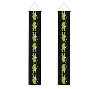 MJHKXLJ Bannière de porche à motif de petit monstre jouant de la guitare - Robuste, durable, lavable et réutilisable, décoration de remise de diplôme 30,5 x 180,3