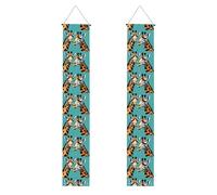 MJHKXLJ Bannière de porche à motif deux girafes - Robuste, durable, lavable et réutilisable, décoration de remise de diplôme 30,5 x 180,3 cm
