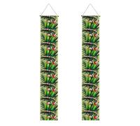 MJHKXLJ Bannière de porche à motif deux perroquets sur palmier vert - Robuste, durable, lavable et réutilisable, décoration de remise de diplôme 30,5 x 180,3 cm