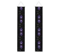 MJHKXLJ Bannière de porche à motif Little Purple House under the Starry Sky - Robuste, durable, lavable et réutilisable - Décoration de remise de diplôme 30,5 x 180,3 cm