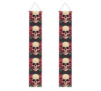 MJHKXLJ Bannière de porche Day of The Dead Sugar Roses Skull - Robuste, durable, lavable et réutilisable - Décoration de remise de diplôme 30,5 x 180,3 cm