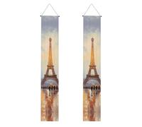 MJHKXLJ Bannière de porche de remise de diplôme Motif Tour Eiffel Paris - Robuste, durable, lavable et réutilisable, décoration de remise de diplôme 30,5 x 180,3 cm