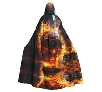 MJHKXLJ Cape à capuche avec imprimé de flamme de basket-ball sur le feu et l'eau pour Halloween, jeux de rôle et fêtes costumées