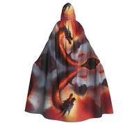 MJHKXLJ Cape à capuche avec imprimé dragon sur volcan pour Halloween, jeux de rôle et fêtes costumées