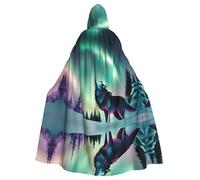 MJHKXLJ Cape à capuche avec imprimé loups hurlant dans les aurores boréales pour Halloween, jeux de rôle et fêtes costumées