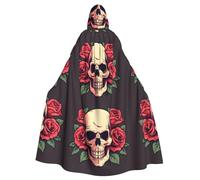 MJHKXLJ Cape à capuche Day of the Dead Sugar Roses Skull Prints pour Halloween, jeux de rôle et fêtes costumées