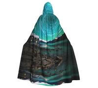 MJHKXLJ Cape à capuche imprimée aurore boréale verte pour Halloween, jeux de rôle et fêtes costumées