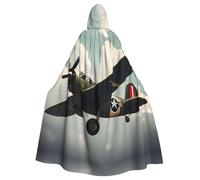 MJHKXLJ Cape à capuche imprimée avion de la Seconde Guerre mondiale pour Halloween, jeux de rôle et fêtes costumées
