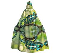 MJHKXLJ Cape à capuche imprimée caméléon sur branche pour Halloween, jeux de rôle et fêtes costumées