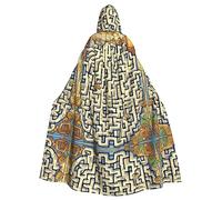MJHKXLJ Cape à capuche imprimée carte au trésor labyrinthe pour Halloween, jeux de rôle et fêtes costumées