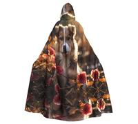 MJHKXLJ Cape à capuche imprimée chiens et roses pour Halloween, jeux de rôle et fêtes costumées