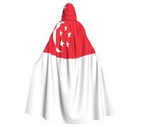 MJHKXLJ Cape à capuche imprimée drapeau de Singapour pour Halloween, jeux de rôle et fêtes costumées
