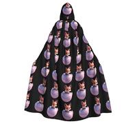 MJHKXLJ Cape à capuche imprimée Little Fox on the Pink Planet pour Halloween, jeux de rôle et fêtes costumées