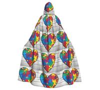 MJHKXLJ Cape à capuche pour la sensibilisation à l'autisme avec motifs de cœurs pour Halloween, jeux de rôle et fêtes costumées