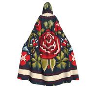 MJHKXLJ Cape à capuche style broderie ukrainienne avec roses pour Halloween, jeux de rôle et fêtes costumées