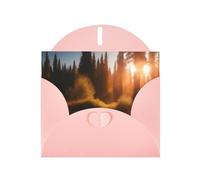 MJHKXLJ Carte de vœux nacrée avec imprimé soleil du matin Rose avec enveloppe incluse Idéal pour Noël, anniversaires, Saint-Valentin, mariages, etc