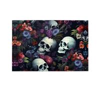 Mjhkxlj Casse-tête horrible de 1000 pièces avec motif de fleurs et crânes sombres pour adultes et enfants - Puzzle amusant pour soulager le stress