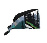 MJHKXLJ Chapeau de travail respirant avec image de montagne et de pin, velours de qualité supérieure, réglable, doux, polyvalent