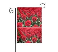 MJHKXLJ Drapeau de jardin imprimé de nombreuses roses rouges pour décoration de cour 30,5 x 45,7 cm pour jardin, terrasse, balcon