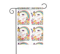 MJHKXLJ Drapeau de jardin imprimé « Little girl dancing under the rainbow » - Décoration de cour - 30,5 x 45,7 cm - Pour jardin, terrasse, balcon