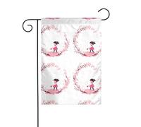 MJHKXLJ Drapeau de jardin imprimé « Little Girl Picking Cherry Blossoms » - Décoration de cour - 30,5 x 45,7 cm - Pour jardin, terrasse, balcon