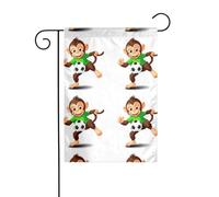 MJHKXLJ Drapeau de jardin imprimé Little Monkey jouant au football Décoration de cour 30,5 x 45,7 cm pour jardin, terrasse, balcon