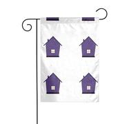 MJHKXLJ Drapeau de jardin imprimé « Little Purple House under the Starry Sky » - Décoration de cour - 30,5 x 45,7 cm - Pour jardin, terrasse, balcon