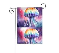 MJHKXLJ Drapeau de jardin imprimé méduse 3D aquarelle 30,5 x 45,7 cm pour jardin, terrasse, balcon