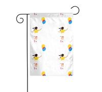 MJHKXLJ Drapeau de jardin imprimé pour petite fille qui court avec des ballons - Décoration de cour - 30,5 x 45,7 cm - Pour jardin, terrasse, balcon