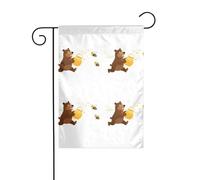 MJHKXLJ Honeypot Bear is Chased by Bees Drapeau de jardin imprimé Décoration de cour 30,5 x 45,7 cm pour jardin, terrasse, balcon