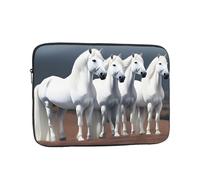 MJHKXLJ Housse de protection pour ordinateur portable 12" avec imprimé chevaux blancs pour protection contre les chocs et voyage léger