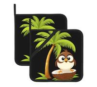 MJHKXLJ Lot de 2 maniques isolantes carrées Little Sparrow on the Coconut Tree - 20,3 x 20,3 cm - Pour couvercles de cuisine, fours à micro-ondes, barbecues en plein air