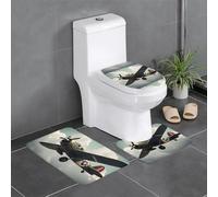 MJHKXLJ Lot de 3 tapis de sol antidérapants en forme de U Motif avions de la Seconde Guerre mondiale Tapis de sol pour toilettes fermement fixé, absorbant et durable, épais et confortable