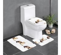MJHKXLJ Lot de 3 tapis de sol antidérapants Motif chaton lisant un journal imprimé soigneusement en forme de U Tapis de sol de toilette fermement fixé, absorbant et durable, épais et confortable