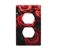 MJHKXLJ Panneau mural à double prise murale avec roses rouges - Décoration durable - 11,4 x 7 cm