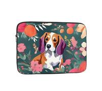 MJHKXLJ Sweet Basset Hound Housse de protection pour ordinateur portable 15" avec imprimé floral pour ordinateur portable - Protection antichoc et voyage léger