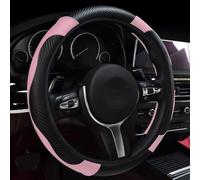 MJHVGTFRF Couvre Volant Voiture pour Renault Kadjar 2015 2016 2017 2018 2019 2020 2021 2022 2023 2024, Cuir Texturé en Fibre de Carbone Protecteurs Housse de Volant Accessoire Voiture,Pink