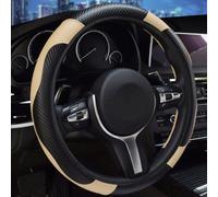 MJHVGTFRF Couvre Volant Voiture pour VW New Beetle Convertible 2005 2006 2007 2008 2009 2010, Cuir Texturé en Fibre de Carbone Protecteurs Housse de Volant Accessoire Voiture,Beige