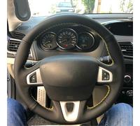 MJHYUGR - Couvre-Volant de Voiture Couvre-Volant de Voiture en Cuir Noir Cousu - pour Renault Megane 3 2009-2014 pour Scenic Fluence ZE 2009-2016
