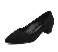 MJIASIAWA Femmes Bureau Soirée Robe Pointu A Enfiler Bloc Escarpins Soft Fête Mode Talons Moyen Escarpins Noir Taille 48 EU/50 Asiatique