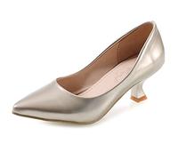 MJIASIAWA Femmes Pointu Soirée Bridal Bureau Talon De Chaton Escarpins A Enfiler Formal Robe Talons Moyen Escarpins Fête Or Taille 31 EU