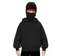 Mjjsk Cagoule à capuche pour enfants garçons et filles - Sweat à capuche coupe-vent - Haut à manches longues - Pull de voyage tendance, Noir , 9-10 ans