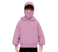 Mjjsk Cagoule à capuche pour enfants garçons et filles - Sweat à capuche coupe-vent - Haut à manches longues - Pull de voyage tendance, rose, 9-10 ans