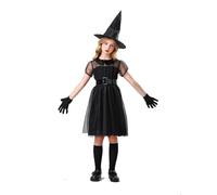 Mjjsk Costume d'Halloween pour fille - Costume de sorcière princesse - Carnaval - Tutu gothique en tulle - Robe vintage pour enfants, Noir , 9 ans