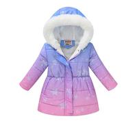 Mjjsk Doudoune chaude et rembourrée pour filles - Parka épaisse pour enfants - Manteau d'hiver à capuche en fourrure - Manteaux doux et confortables, rose vif, 5-6 ans