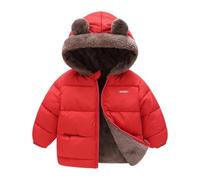 Mjjsk Doudoune d'hiver pour garçons avec doublure en polaire chaude - Parka à capuche confortable et épaisse - Rembourrée - Matelassée - Décontractée, Rouge, 5-6 ans