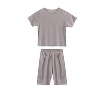 Mjjsk Ensemble de vêtements d'été 2 pièces pour garçon - T-shirt à manches courtes avec short - Décontracté - Confortable - Hauts et bas - Vêtements légers et doux, marron, 4-5 ans
