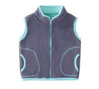 Mjjsk Gilets en polaire pour filles - Gilet chaud et pelucheux - Col zippé - Sans manches - Veste tendance pour enfants - Vêtement d'extérieur décontracté avec poche, gris, 1-2 ans